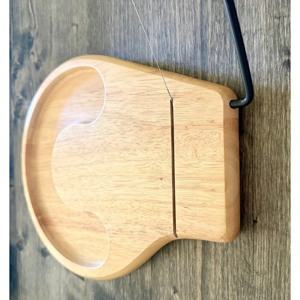 Cheese Slicer Board Tan Excellent Wood Wire Cutter Tray